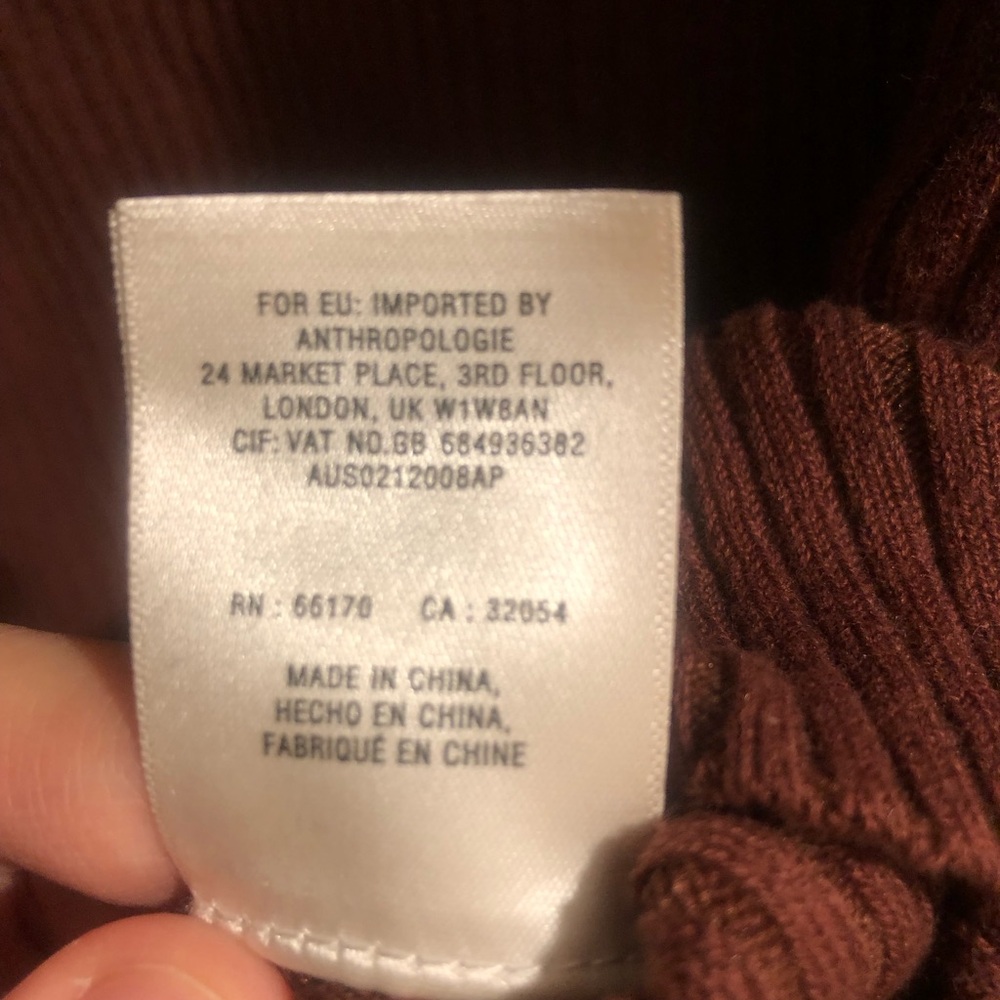 Women's Anthropologie Ribbed Brown Cold Shoulder Sweater - Picture 8 of 9